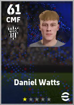 Daniel Watts eFootball 2026 player card — 61 OVR CMF