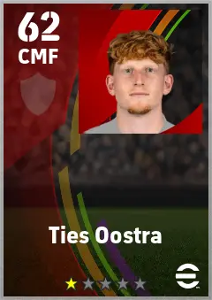 Ties Oostra eFootball 2026 player card — 62 OVR CMF