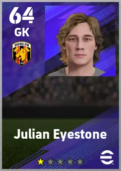 Julian Eyestone eFootball 2026 player card — 64 OVR GK