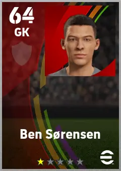 Ben Sorensen eFootball 2026 player card — 64 OVR GK