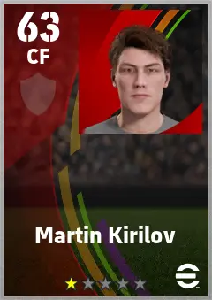 Martin Kirilov eFootball 2026 player card — 63 OVR CF