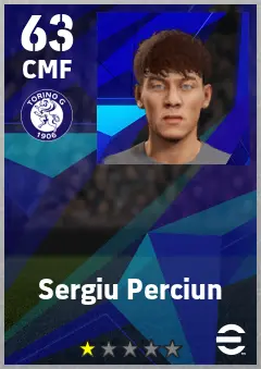 Sergiu Perciun eFootball 2026 player card — 63 OVR CMF