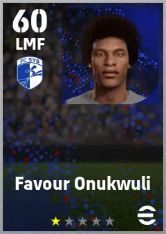 Favour Onukwuli eFootball 2026 player card — 60 OVR LMF