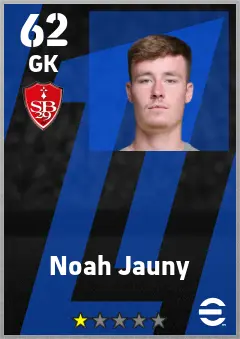 Noah Jauny eFootball 2026 player card — 62 OVR GK