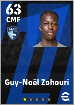 Guy-Noel Zohouri eFootball 2026 player card — 63 OVR CMF
