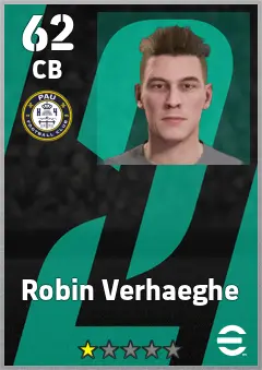 Robin Verhaeghe eFootball 2026 player card, 62 OVR CB