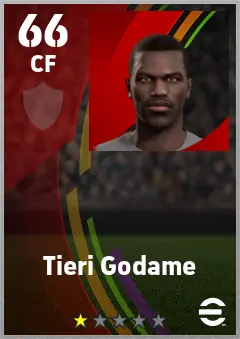 Tieri Godame eFootball 2026 player card — 66 OVR CF