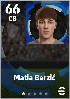 Matia Barzic eFootball 2026 player card — 66 OVR CB