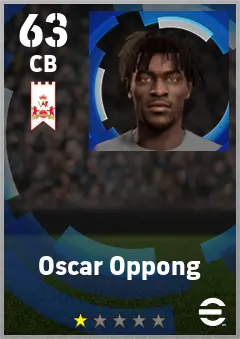 Oscar Oppong eFootball 2026 player card — 63 OVR CB