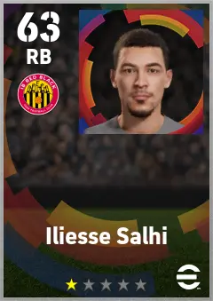 Iliesse Salhi eFootball 2026 player card — 63 OVR RB