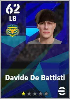 Davide De Battisti eFootball 2026 player card — 62 OVR LB