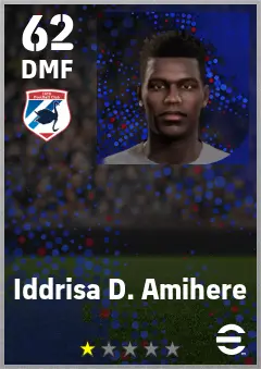 Iddrisa D. Amihere eFootball 2026 player card — 62 OVR DMF