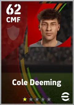 Cole Deeming eFootball 2026 player card — 62 OVR CMF