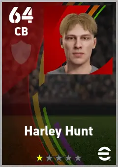 Harley Hunt eFootball 2026 player card — 64 OVR CB