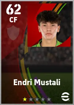 Endri Mustali eFootball 2026 player card — 62 OVR CF