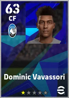 Dominic Vavassori eFootball 2026 player card — 63 OVR CF