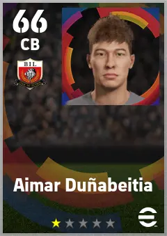 Aimar Dunabeitia eFootball 2026 player card — 66 OVR CB