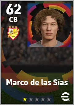 Marco de las Sias eFootball 2026 player card — 62 OVR CB