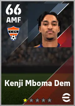 Kenji Mboma Dem eFootball 2026 player card — 66 OVR AMF