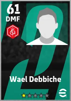 Wael Debbiche eFootball 2026 player card — 61 OVR DMF