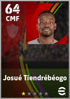 Josue Tiendrebeogo eFootball 2026 player card — 64 OVR CMF