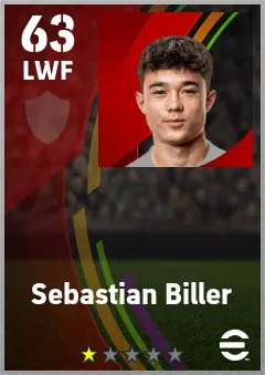 Sebastian Biller eFootball 2026 player card — 63 OVR LWF