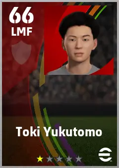Toki Yukutomo eFootball 2026 player card — 66 OVR LMF