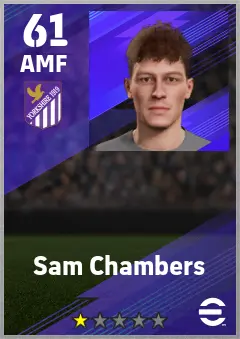 Sam Chambers eFootball 2026 player card — 61 OVR AMF