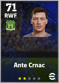 Ante Crnac eFootball 2026 player card — 71 OVR RWF
