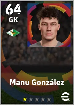 Manu Gonzalez eFootball 2026 player card — 64 OVR GK
