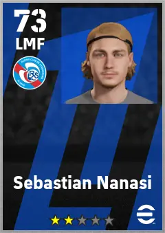 Sebastian Nanasi eFootball 2026 player card — 73 OVR LMF