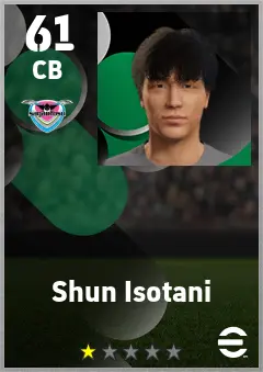 Shun Isotani eFootball 2026 player card — 61 OVR CB