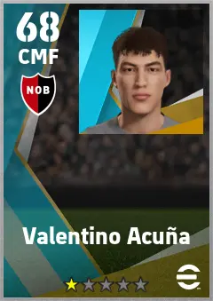 Valentino Acuna eFootball 2026 player card — 68 OVR CMF