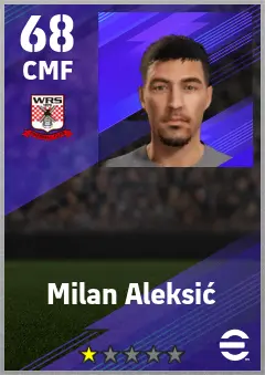 Milan Aleksic eFootball 2026 player card — 68 OVR CMF