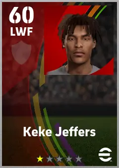 Keke Jeffers eFootball 2026 player card — 60 OVR LWF