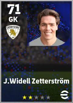 J.Widell Zetterstrom eFootball 2026 player card — 71 OVR GK