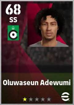 Oluwaseun Adewumi eFootball 2026 player card — 68 OVR SS