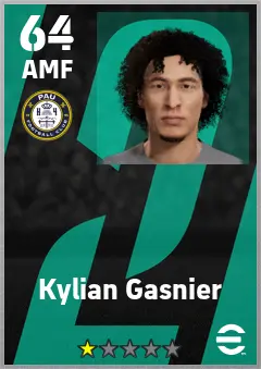 Kylian Gasnier eFootball 2026 player card — 64 OVR AMF