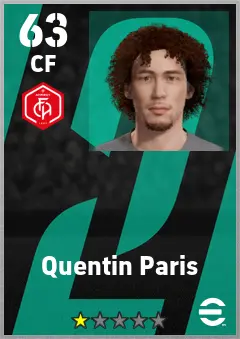 Quentin Paris eFootball 2026 player card — 63 OVR CF