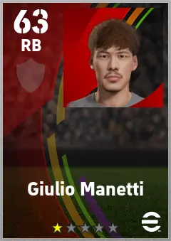 Giulio Manetti eFootball 2026 player card — 63 OVR RB