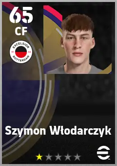 Szymon Wlodarczyk eFootball 2026 player card — 65 OVR CF