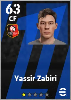 Yassir Zabiri eFootball 2026 player card — 63 OVR CF
