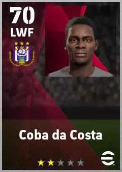 Coba da Costa eFootball 2026 player card — 70 OVR LWF