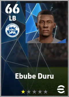 Ebube Duru eFootball 2026 player card — 66 OVR LB