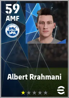 Albert Rrahmani eFootball 2026 player card — 59 OVR AMF