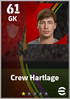 Crew Hartlage eFootball 2026 player card — 61 OVR GK