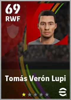 Tomas Veron Lupi eFootball 2026 player card — 69 OVR RWF