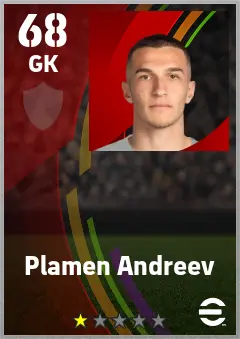 Plamen Andreev eFootball 2026 player card — 68 OVR GK