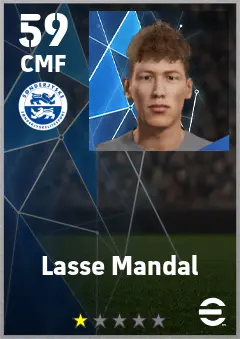Lasse Mandal eFootball 2026 player card — 59 OVR CMF