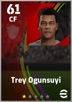 Trey Ogunsuyi eFootball 2026 player card — 61 OVR CF